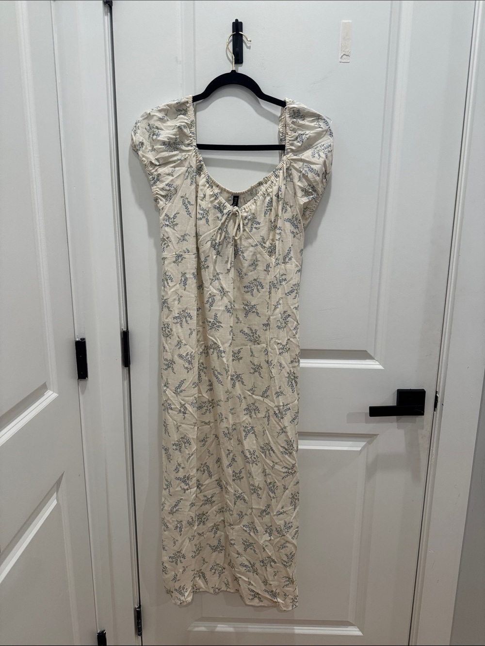 H&M Cream Maxi Dress with Blue Floral Print